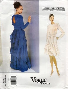 Vogue 1893 CAROLINA HERRERA Open-Back Dress w Pleats, Bias Bow, Flounces Sz 6-10 - Picture 1 of 5