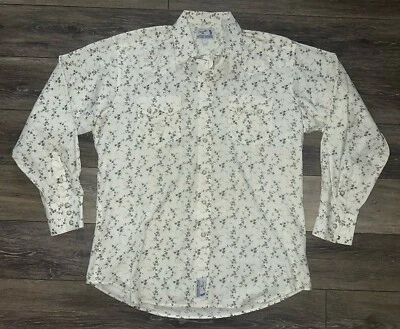 Panhandle тонкий * РЕДКАЯ печать * белый цветок лозы рубашка мужской размер большой - Изображение 1 из 4