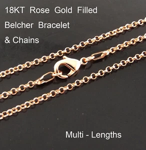 Cadena y Pulsera Colgante Rolo Eslabón Rolcher Relleno de Oro Rosa 18K Real - Imagen 1 de 12