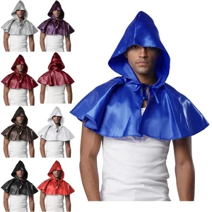 Mens Halloween Vampire Wizard Hooded Cloak Satiny Shoulder Shawl Cosplay Party - Picture 1 of 95
