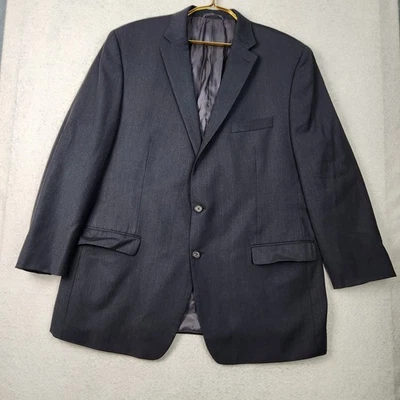 Lauren Ralph Lauren Mens Size 48L Gray Stripe Herringbone 2 Button Wool Blazer - Image 1 of 4