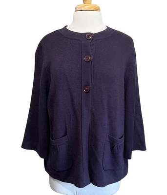 Cárdigan Hampshire Studio para mujer talla XL abotonado acrílico tejido suéter ciruela Foto 1 de 4