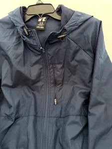 Russell Navy Blue Hooded Lightweight Windbreaker Jacket XL 46 - 48 full zipper - Picture 1 of 8