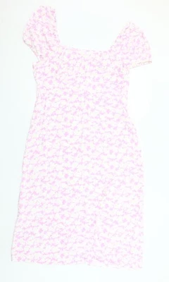 Primark Women’s Pink Floral Bodycon Dress Size 16 Short Sleeve - Image 1 of 4
