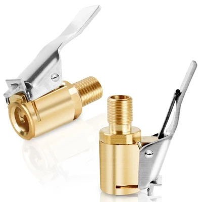 2-Pack Brass Tire Air Chuck, Locking Quick Connect Inflator Hose Adapter, No Lea - Image 1 of 4