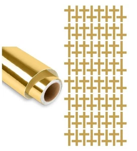 Cross Stickers Gold Chrome 1" Religious Envelope Seals Church DC31 - Picture 1 of 1