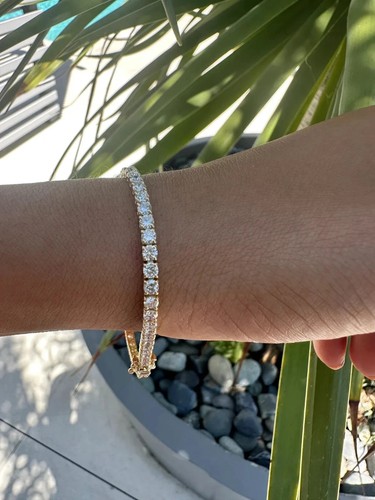 VALENTINO Bracciale Tennis 5Ct Tondo Ottimo Taglio D VS1 Diamanti Coltivati in Laboratorio Oro Giallo 14k