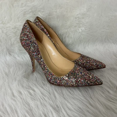 Kate Spade Pointed Toe Licorice Too Rainbow Glitter Pump Heel 7.5 B - Image 1 of 4