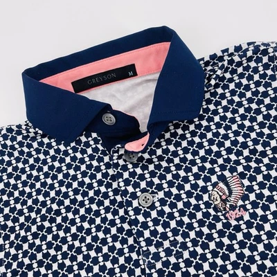 Greyson Shirt Boys Youth Medium Wolf Print Golf Performance Polo Embroidery - Image 1 of 4