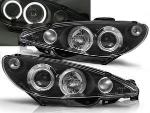 headlights for PEUGEOT 206 2002 2003 2004 2005- angel eyes black LHD - Picture 1 of 1