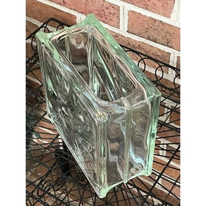 Architectural Square Mid Century Wavy Glass Block Vase MCM Large 8" - Picture 1 of 8