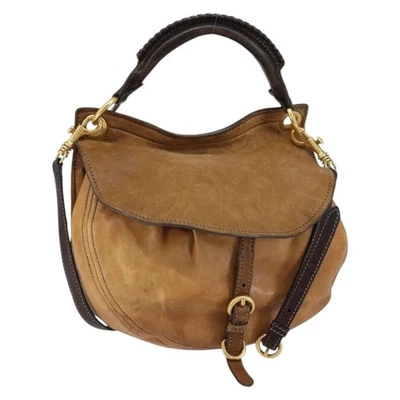 Auténtico bolso de mano Miu Miu de cuero marrón dorado 146867 Foto 1 de 4