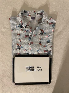 Disney Lilo & Stitch Button Shirt Herren XXL Stitch Rockets USA Flagge 100% Rayon - Bild 1 von 9