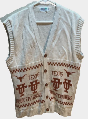 Texas Longhorns Hook 'Em Horns NCAA Vintage Intereses creados Chaleco Suéter XL Foto 1 de 3