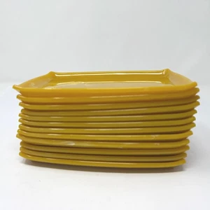 Vintage Yellow Melamine Appetizer Snack Plates Set of 12 Small 5x7 Serving Trays - Picture 1 of 3