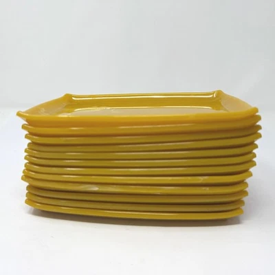 Vintage Yellow Melamine Appetizer Snack Plates Set of 12 Small 5x7 Serving Trays - Image 1 of 3