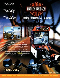 HARLEY-DAVIDSON & L.A. RIDERS Motercycle Original VIDEO ARCADE GAME Flyer SEGA - Picture 1 of 2