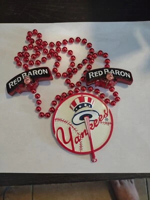 RED BARON PIZZA NEW YORK YANKEES BEADED PLASTIC NECKLACE  - Image 1 of 4