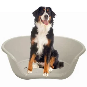 Letto per animali domestici in plastica grigia resistente impermeabile gatto cesto per cane grande confortevole - Foto 1 di 6