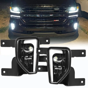 LED Fog Lights DRL Driving Bumper Lamps For 2016 2017 2018 Chevy Silverado 1500 - Picture 1 of 9