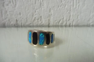 Anello Bello, 925 Argento Con Opale E Onice - Foto 1 di 4