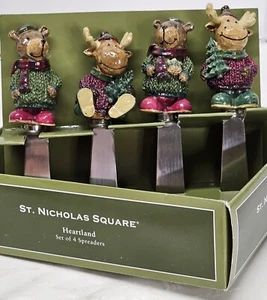 St. Nicholas Square Heartland Reindeer And Bear Spreaders Boxed Set Of Four - Picture 1 of 8