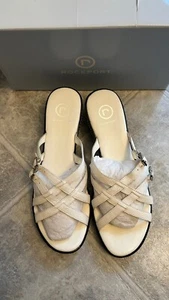ROCKPORT Women's White Doria Dress Slip On Sandals NIB Size 11 New APW7385Y - Picture 1 of 14