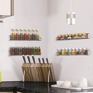 4PACK Bextsrack Spice Storage Rack Organizer for Kitchen Bathroom Black - Picture 1 of 5