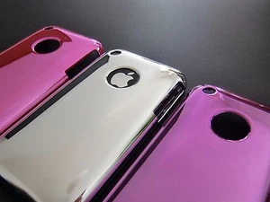 Schutz Hülle für Apple iPhone 3 3G 3G  Handy Hard Case Cover Chrome Design - Bild 1 von 1