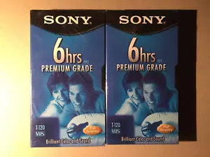 Sony 6 ore VHS T-120 qualità premium alta durata sigillato confezione da 2 pezzi - Foto 1 di 1