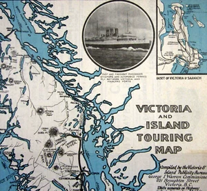 Vintage Victoria Island BC Seattle Touring Map Auto Camps Travel Guide 1930s - Picture 1 of 8