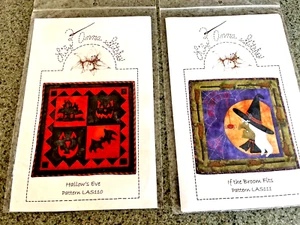 2 Lily Anna Stitches HALLOWEEN QUILT WOOL APP PATTERNS Hallow's Eve & Broom Fits - Picture 1 of 2