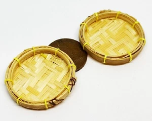 Puppenstube 2 Bambuskörbe 3 cm Durchmesser Maßstab 1:12 Zubehör JS tumdee - Bild 1 von 2