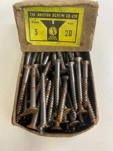 Box Steel Countersunk Screws 3" x 20 British Screw CO Slotted Head Full Box 144 - Picture 1 of 24