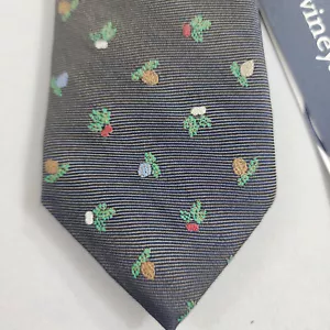 Vineyard Vines tie 100% silk wintergreen moonshine floral USA made $95 mens - Picture 1 of 9