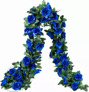 2 Pack (16FT) Artificial Rose Vine Fake Flowers Garland Hanging Silk Rose Ivy Pl - Picture 1 of 12