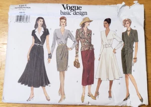 Vogue Pattern 1311 Misses Easy Shirt Skirt 4 Styles Wrap Pleats Tucks Tie 6 8 10 - Picture 1 of 5