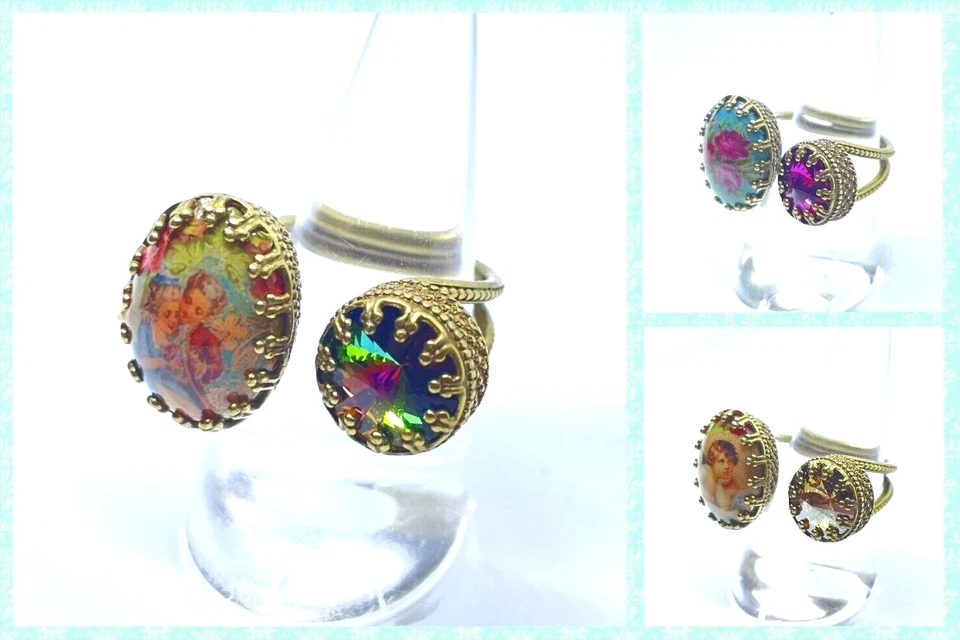 ANILLO Precioso Michal NEGRIN Cristales Elegantes Flores Todas las Tallas Hecho en Israel Foto 1 de 1