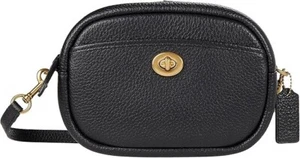 Coach Soft Pebble Leather Camera Bag with Leather Strap Black - Picture 1 of 5