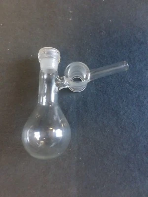 Sigma Aldrich Glass Solvent Storage Flask w/ Sidearm 25mL 14/20 Rodaviss Schlenk - Image 1 of 4