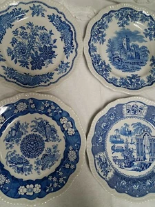 SPODE BLUE ROOM COLLECTION REGENCY SERIES SET of 4 BLUE PLATES 10 3/4" - Picture 1 of 9