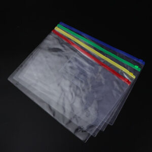  12Pcs A4 File Pockets PVC Plastic Zipper File Bags Documents Organizer Pouch
