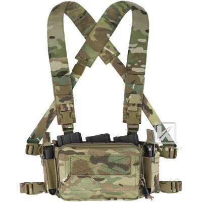 KRYDEX Tactical D3CR Micro Chest Rig 5.56 Pistol Mag Pouch Placard MC Camo