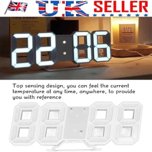 3D LED Digital Night Wall Clock Alarm Modern Watch Display Indoor Temperature UK - Picture 1 of 13