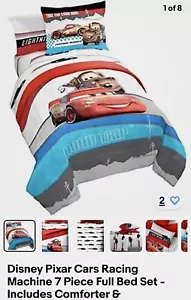 Disney Pixar Cars Racing Machine 7 Piece Full Bed Set - Includes Comforter & - Picture 1 of 7