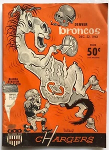 1963 SAN DIEGO CHARGERS VS. DENVER BRONCOS AFL PROGRAM BALBOA STADIUM 12/22/63 - Picture 1 of 6