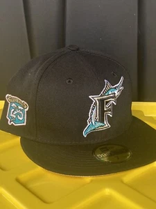NEW ERA MENS FLORIDA MARLINS 25 YEARS PATCH 59FIFTY FITTED HAT SIZE 7 - Picture 1 of 6