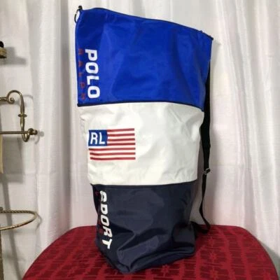 Bolsa de ombro POLO SPORT vintage tricolor década de 1990 masculina feita no Japão usada - Imagem 1 de 4