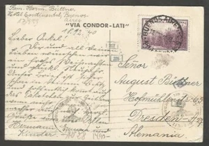 Argentinien nach Deutschland Luftpost von LATI 1940 mit 1 Stempel illustriertes Poster Postkarte - Bild 1 von 2