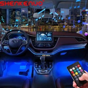 Music RGB 5050 LED Glow Interior Car Kit Under Dash Foot Floor Seat Accent Light - Bild 1 von 12